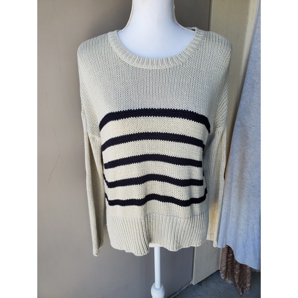 Alya Sweater Womens‎ Small Beige Black Elbow Patches Boho Southwestern Cowgirl